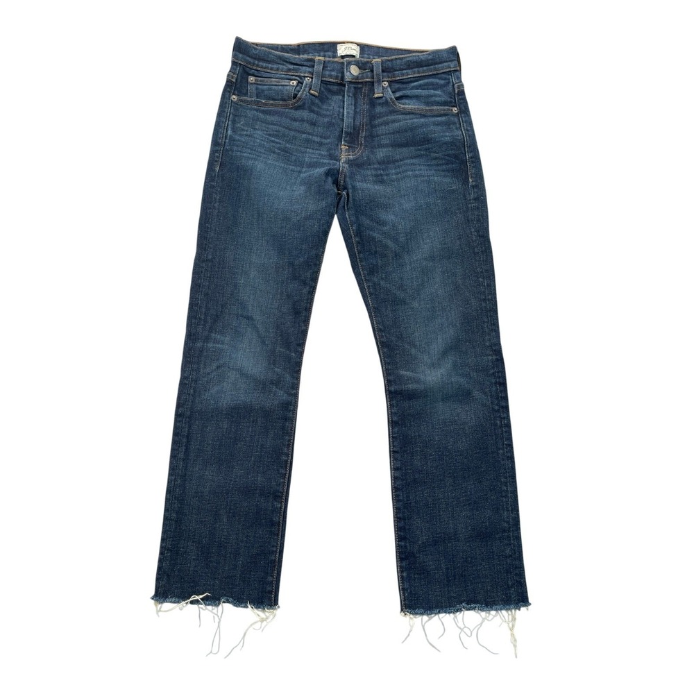 J Crew Jeans 28x25 Dark Wash 484 Slim Cotton Stretch Cut Off Raw Hem Cropped